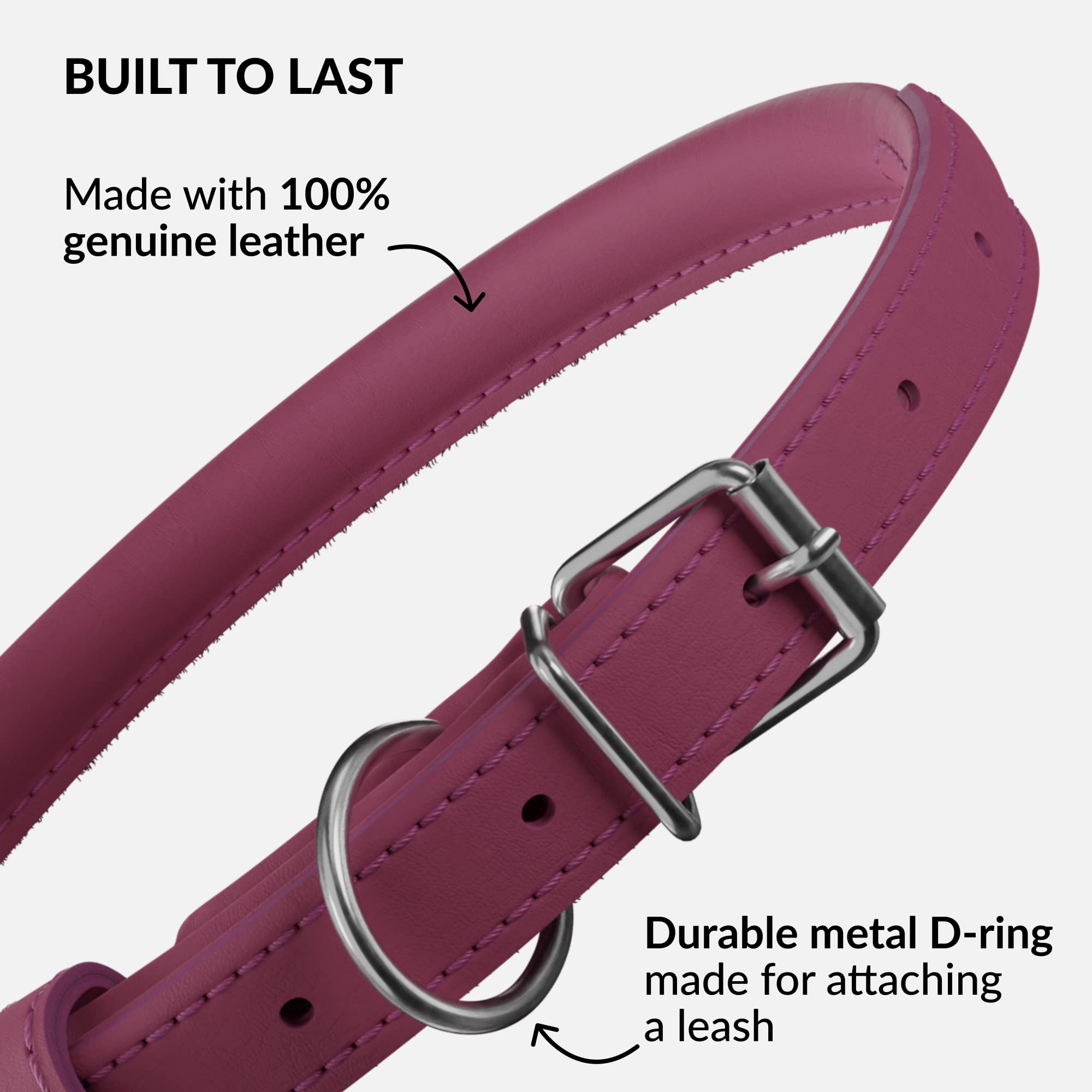 CollarDirect collar de cuero enrollado rosa suave, material suave y duradero