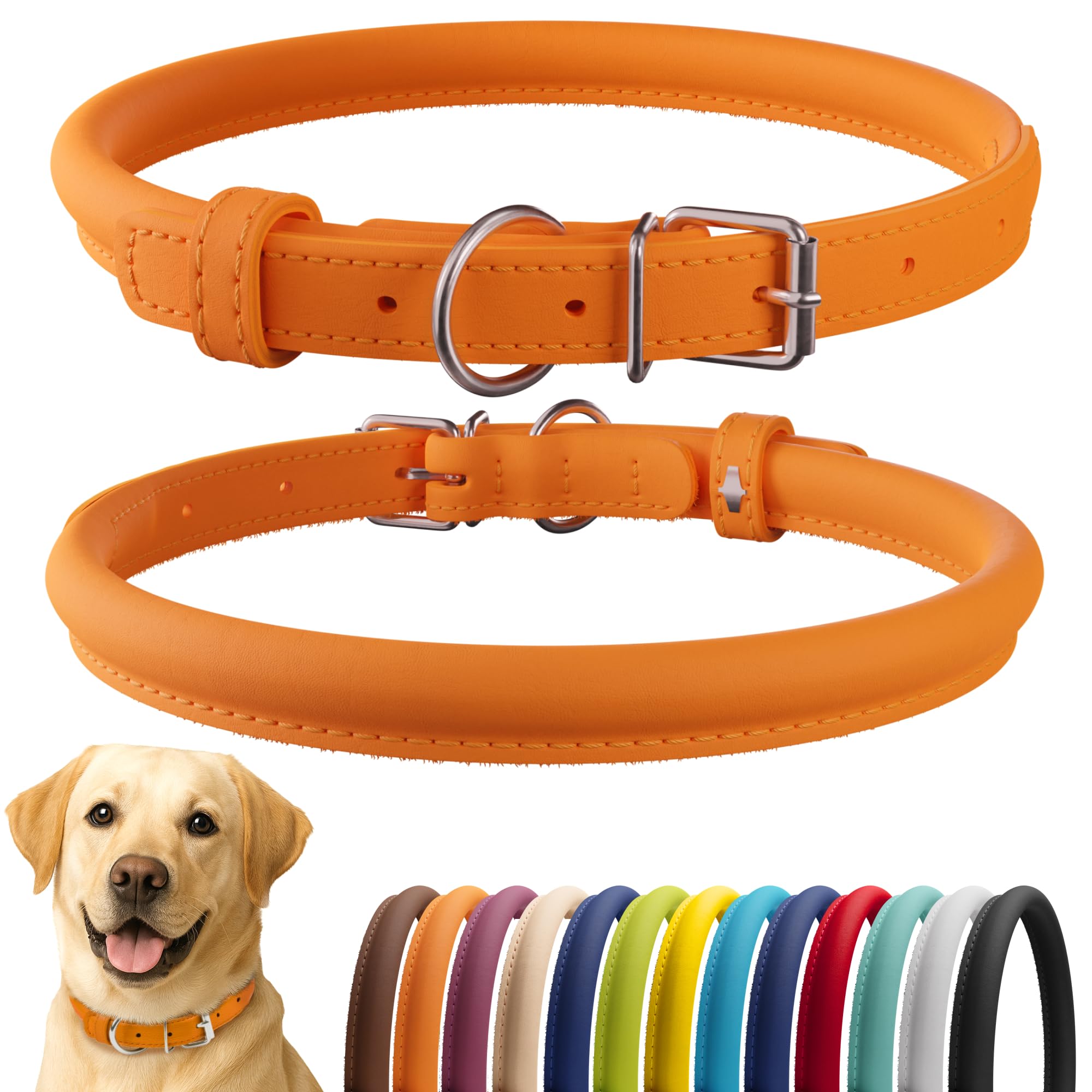 CollarDirect, collar de cuero enrollado suave para pelaje delicado