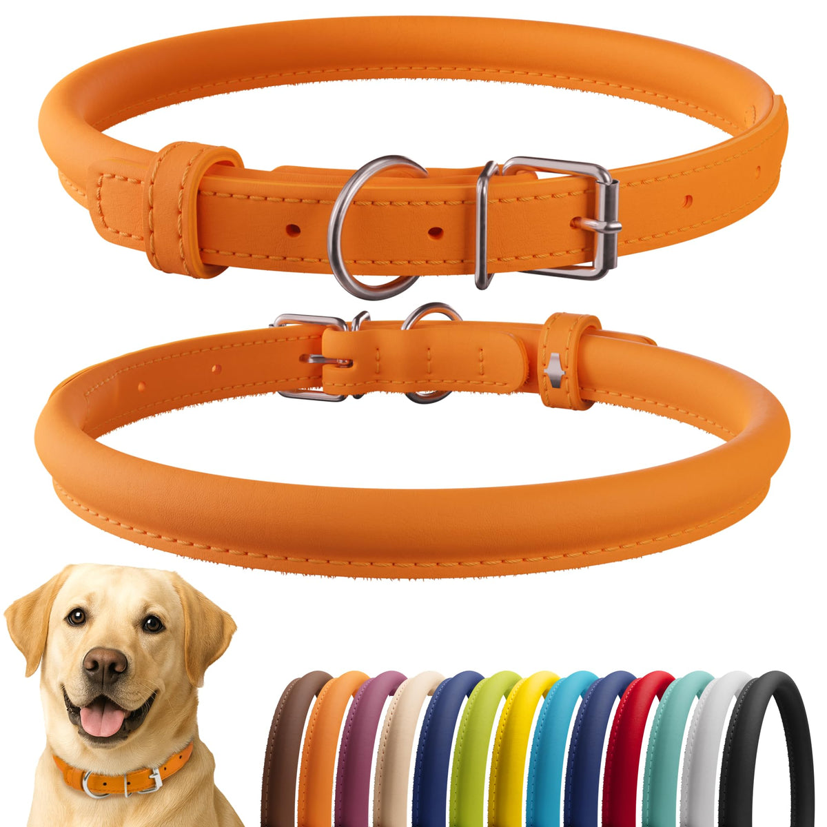 CollarDirect, collar de cuero enrollado suave para pelaje delicado