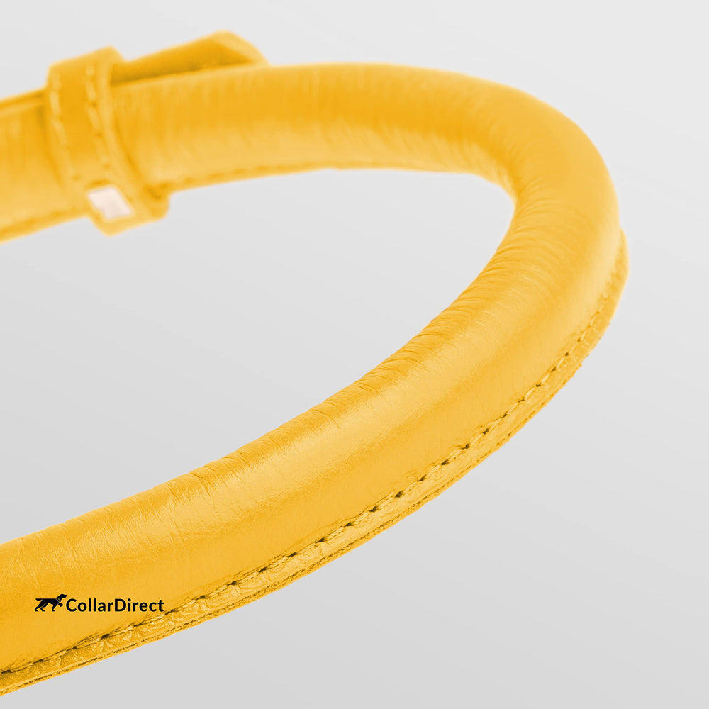 CollarDirect collar de cuero rodado amarillo texturizado para estilo único.
