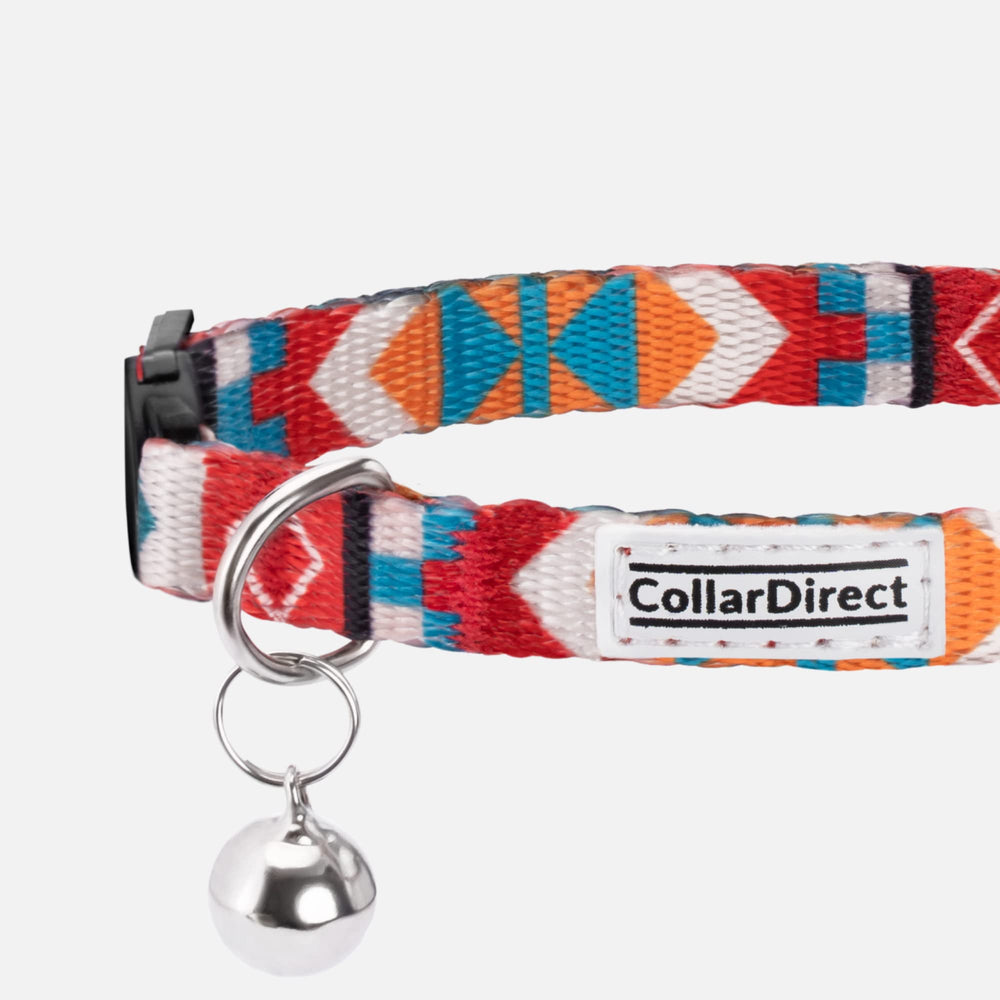 CollarDirect diseño tribal azteca, seguro y vistoso para gatos.