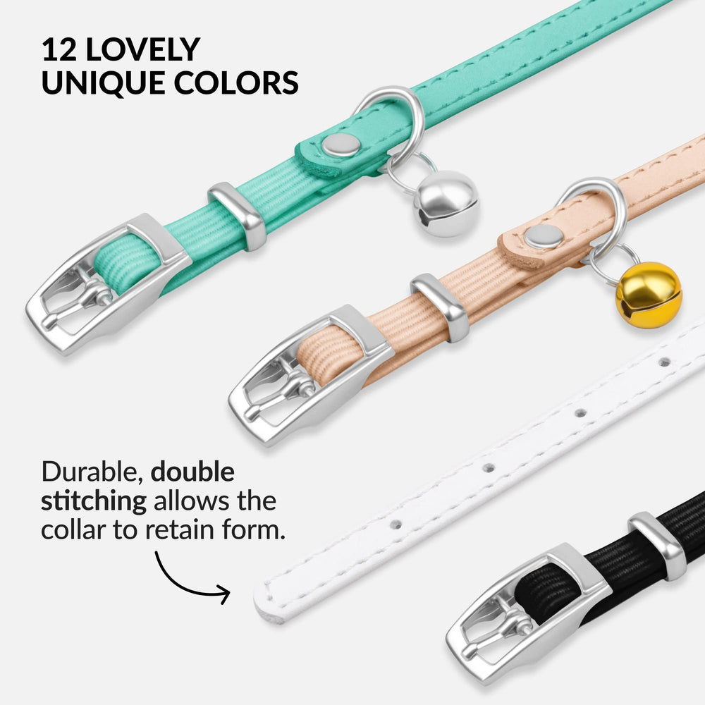 CollarDirect colores brillantes en cuero que aumentan la visibilidad del gato.