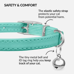 CollarDirect, cosido a mano, cuero suave para gatos.
