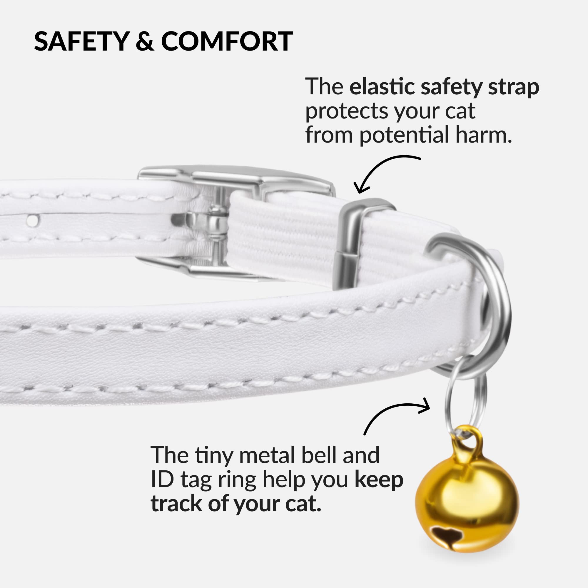 CollarDirect collar gato cuero blanco: combinación elegante y alta visibilidad.