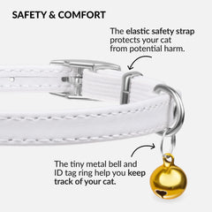 CollarDirect collar gato cuero blanco: combinación elegante y alta visibilidad.