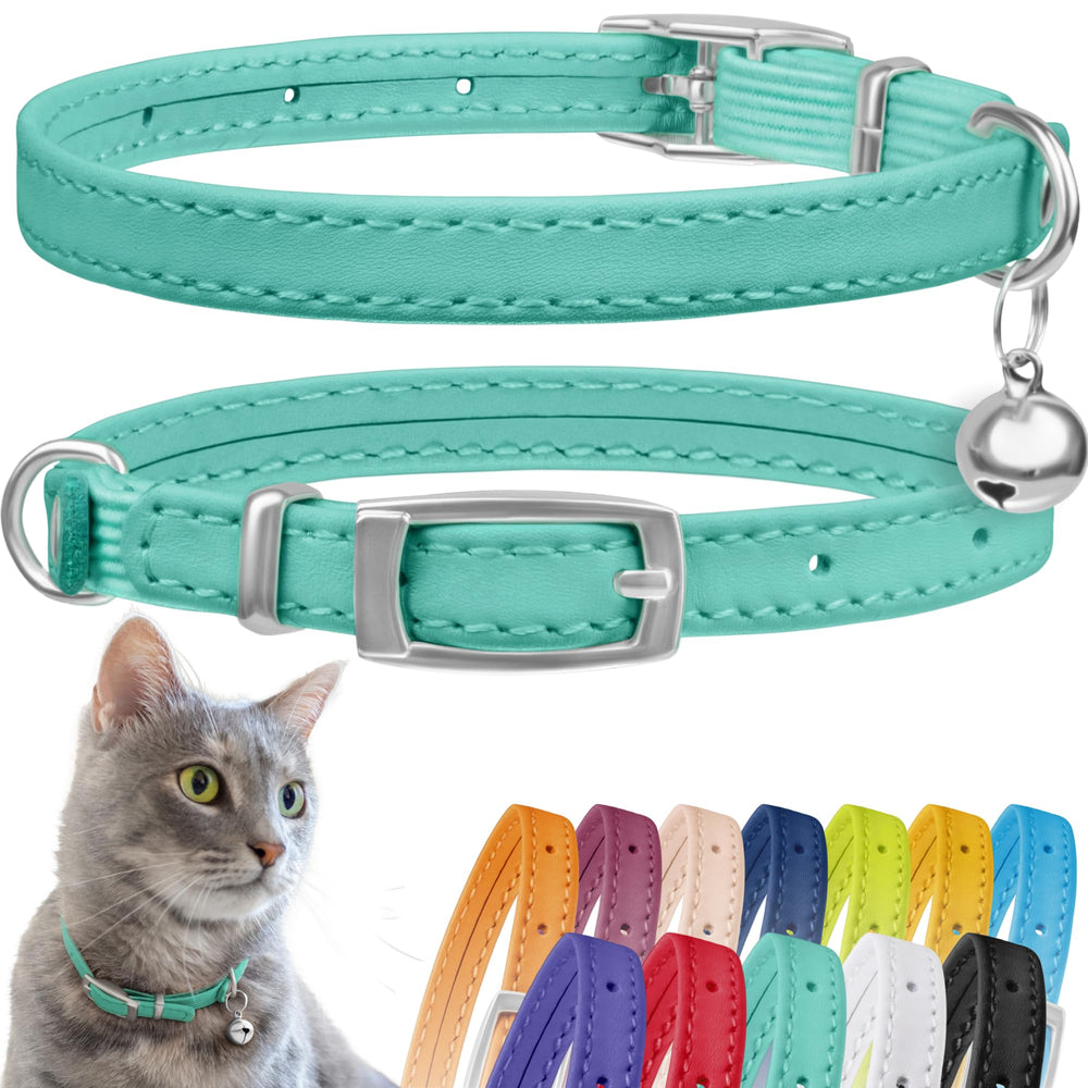 CollarDirect collar de cuero con campana brillante para gato, facilita localizarlo.