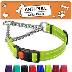 CollarDirect Martingale con reflectivo y cadena de acero inoxidable para mayor visibilidad nocturna.