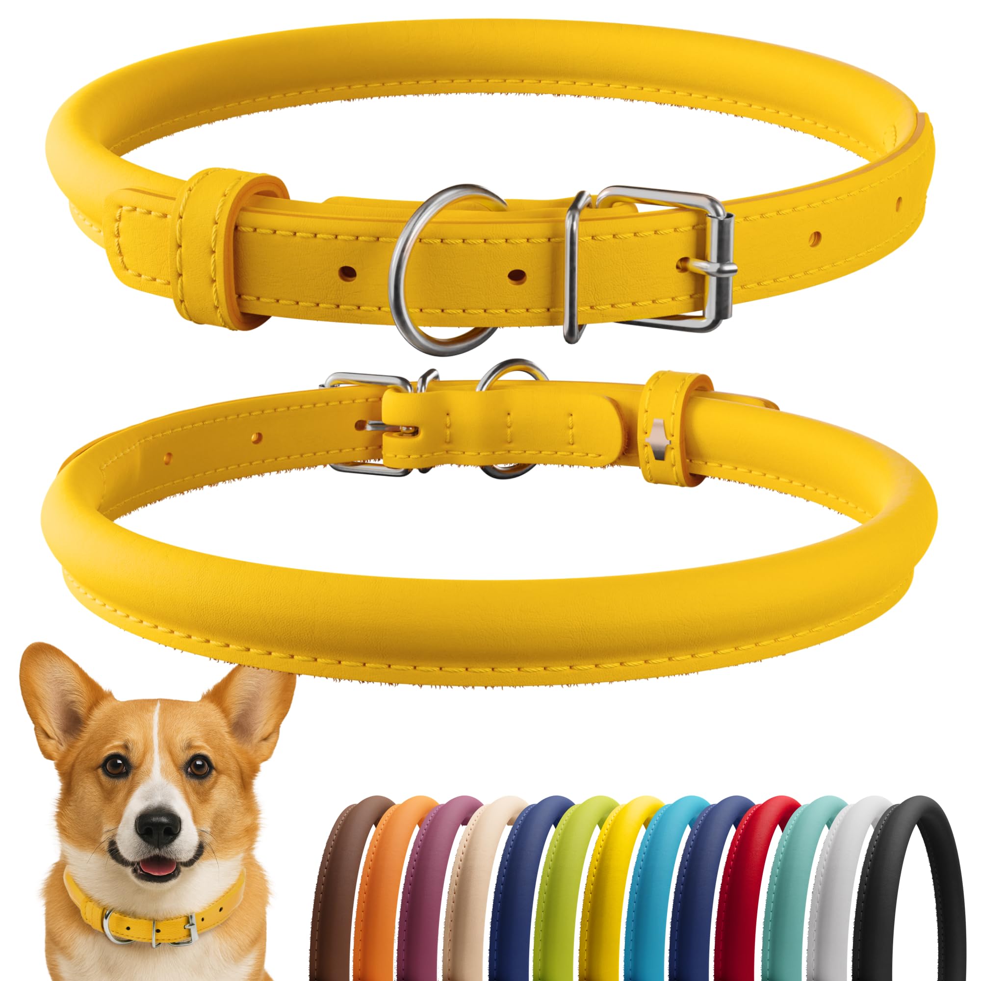 CollarDirect para perro, cuero enrollado suave, reduce enredos en pelaje largo
