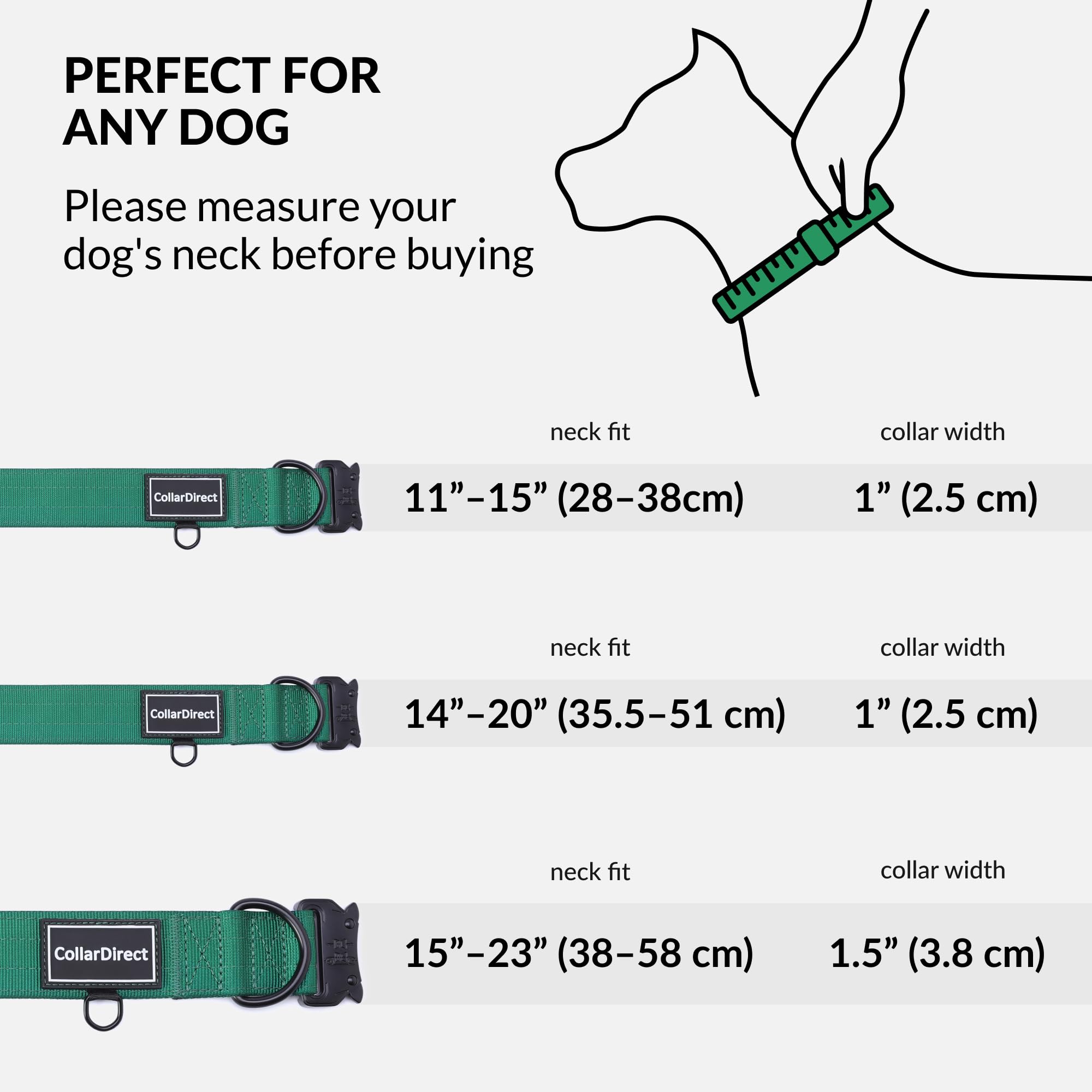 CollarDirect: collar verde ajustable para perros medianos y grandes