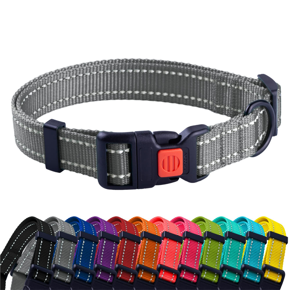 CollarDirect collar reflectante grafito para perros de 18-26 pulgadas, visibilidad nocturna.