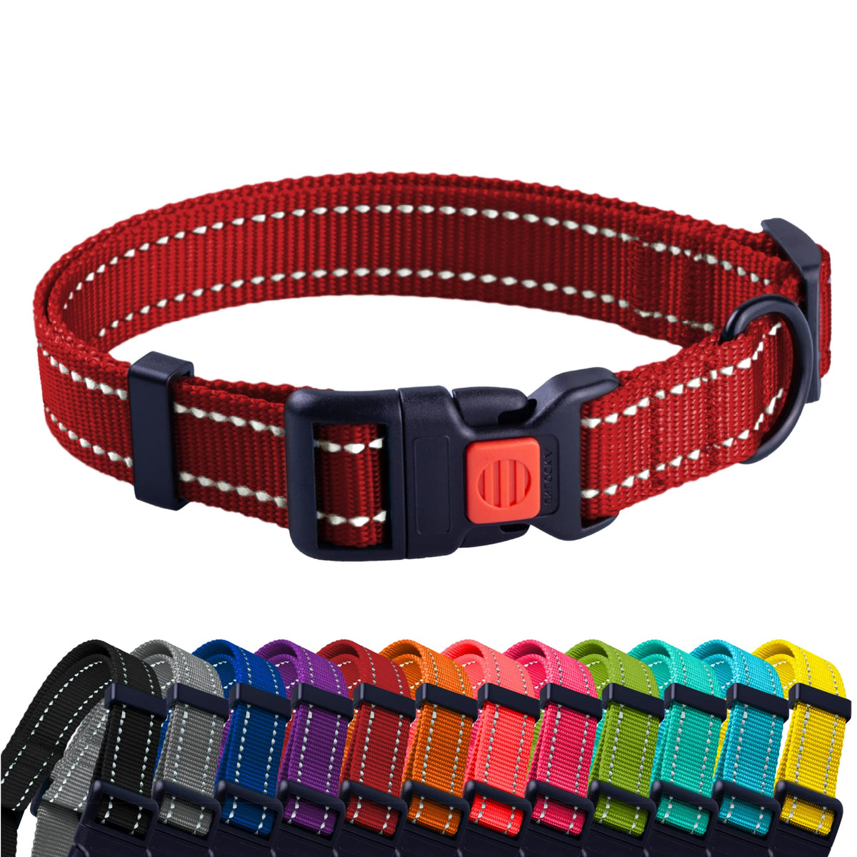 CollarDirect reflectivo en el cuello del perro, visibilidad nocturna mejorada.
