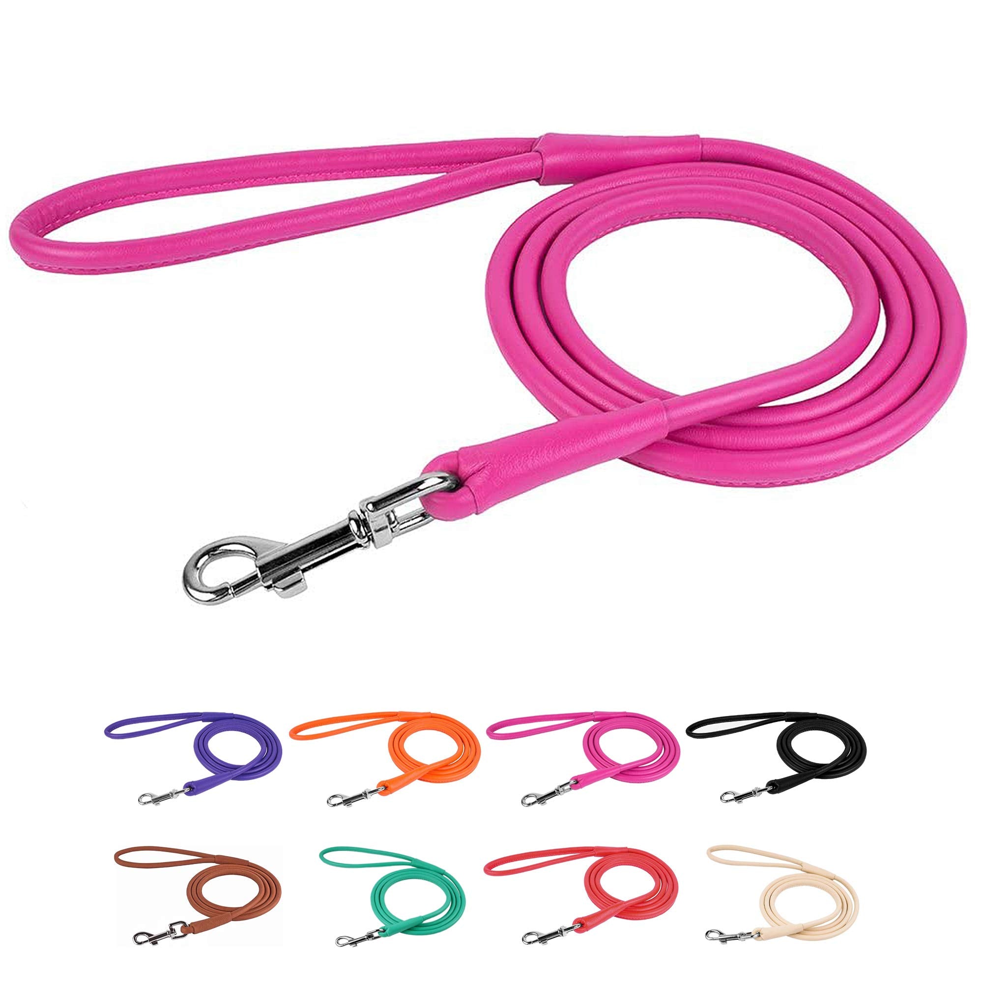 CollarDirect correa enrollada para perro, textura de cuero suave para paseos diarios