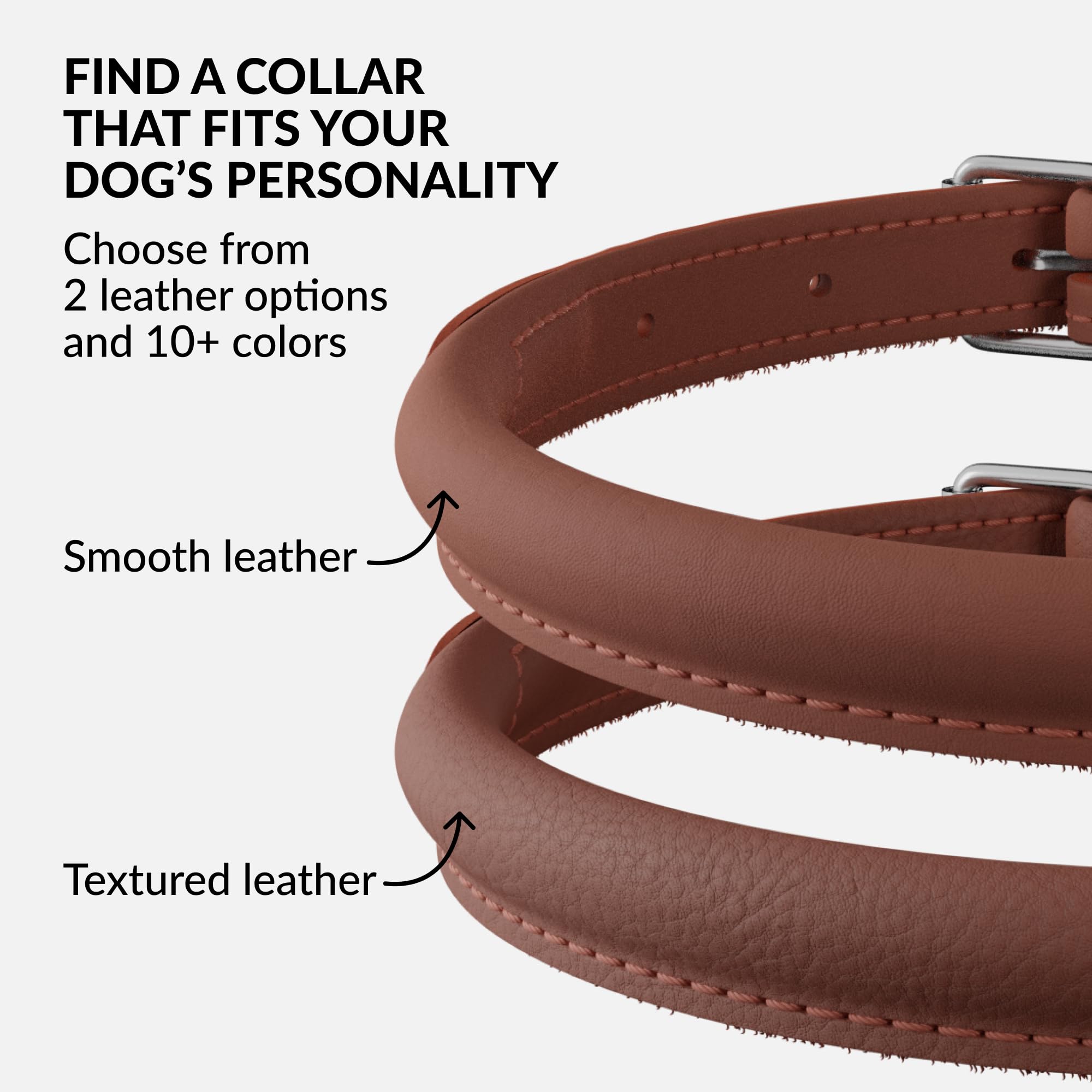 13 colores disponibles para este collar de cuero