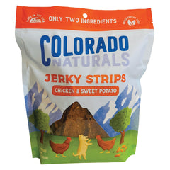 Colorado Naturals tiras frente al empaque, snack natural para perros