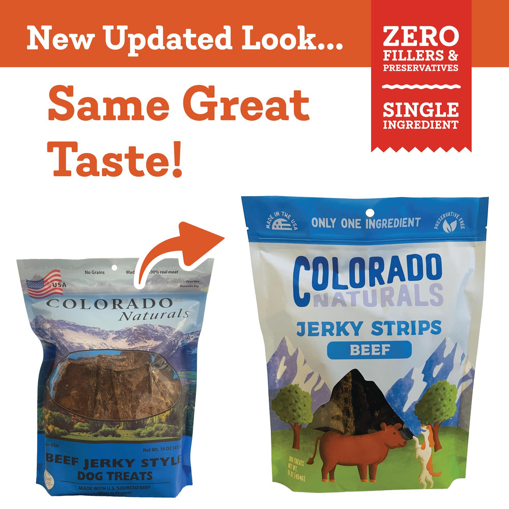 Porciones de jerky de res de Colorado Naturals para entrenamiento.