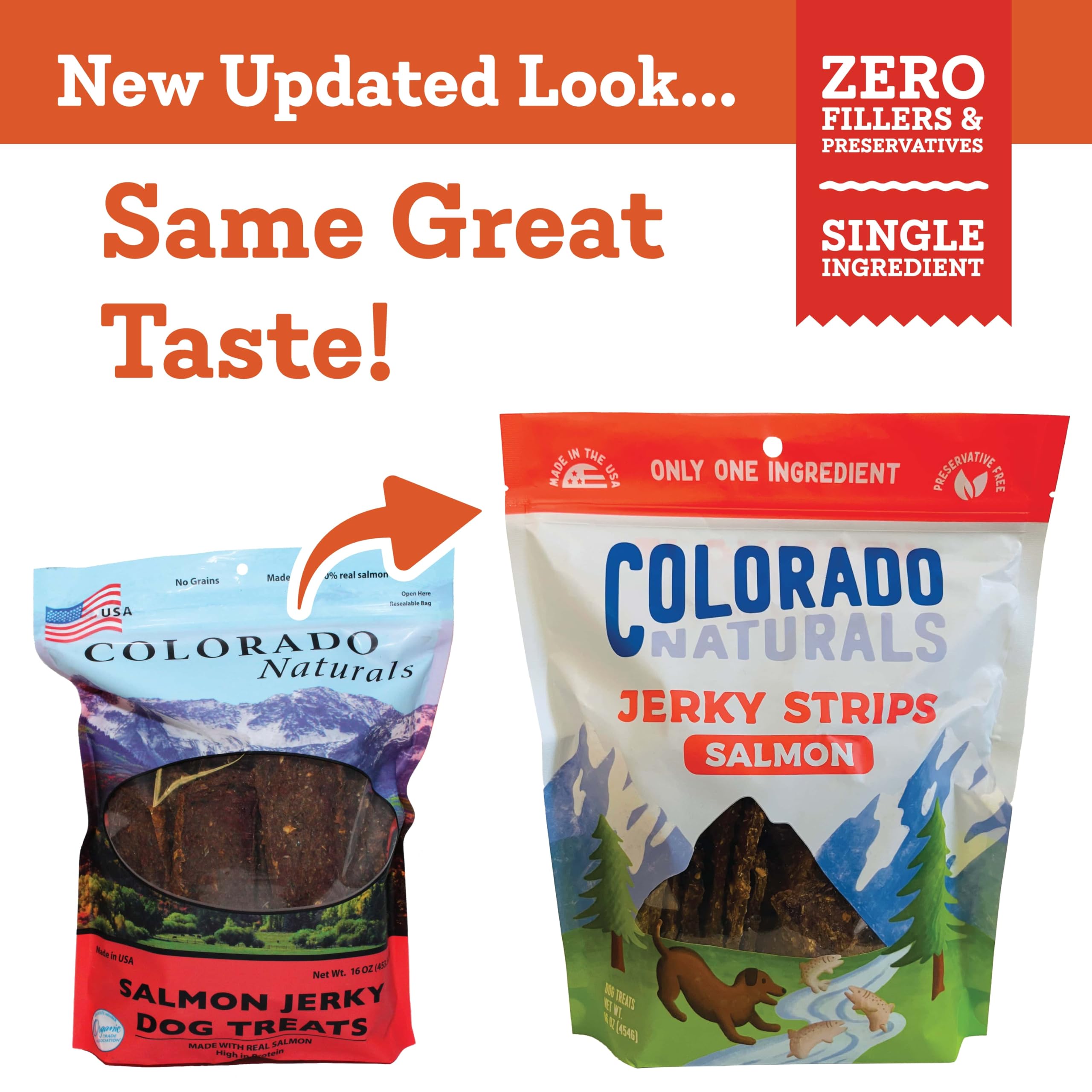 Colorado Naturals, textura masticable de salmón, ideal como premio en entrenamiento.