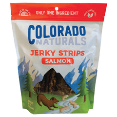Colorado Naturals: tiras deshidratadas de salmón para perros, recompensa sabrosa y fácil de dosificar.