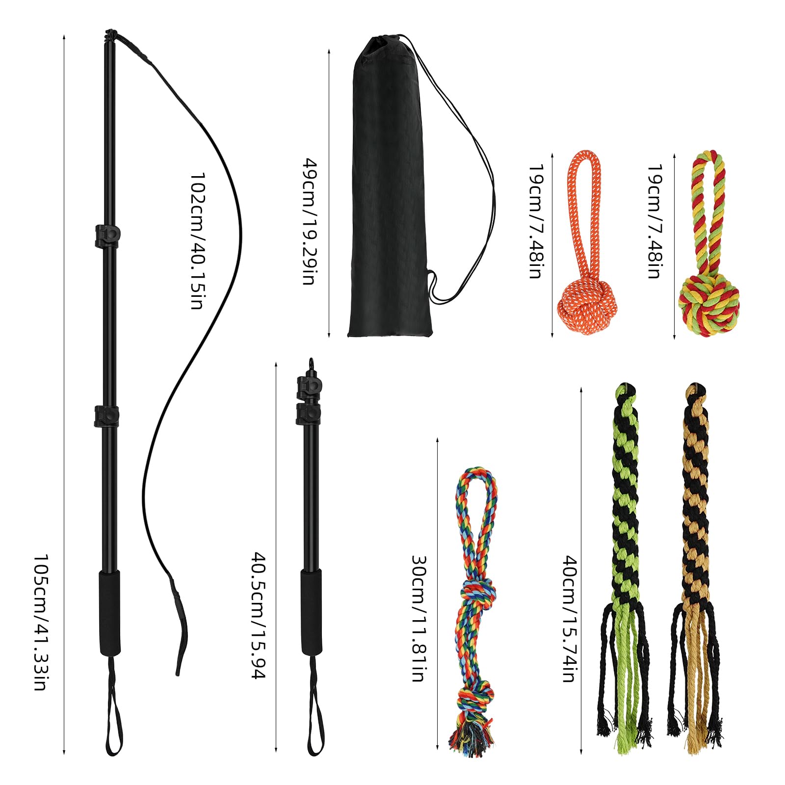 COM4SPORT Flirt Pole con juguetes interactivos para motivar el juego.