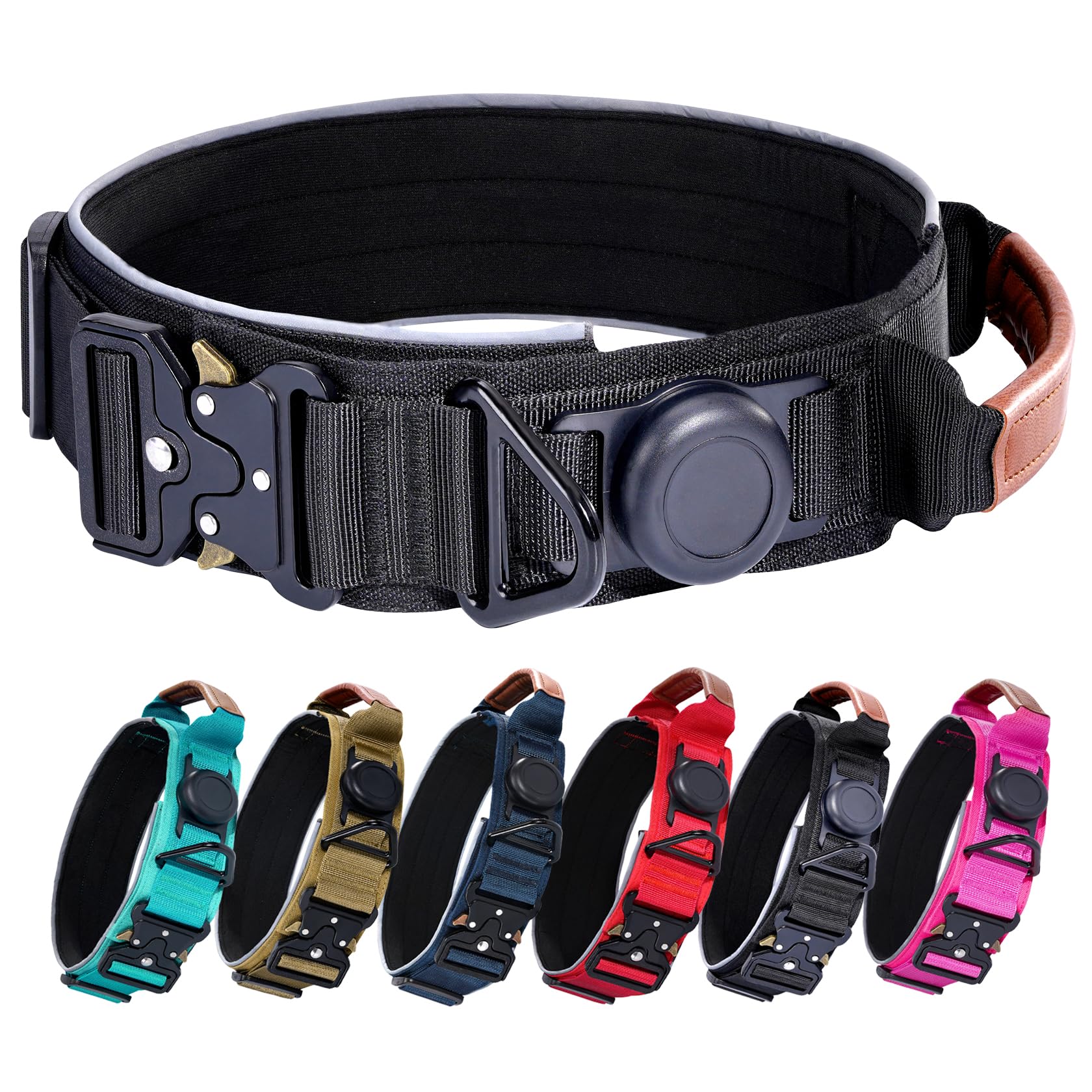 Collar AirTag Comfluxe con soporte AirTag para rastreo seguro al aire libre.