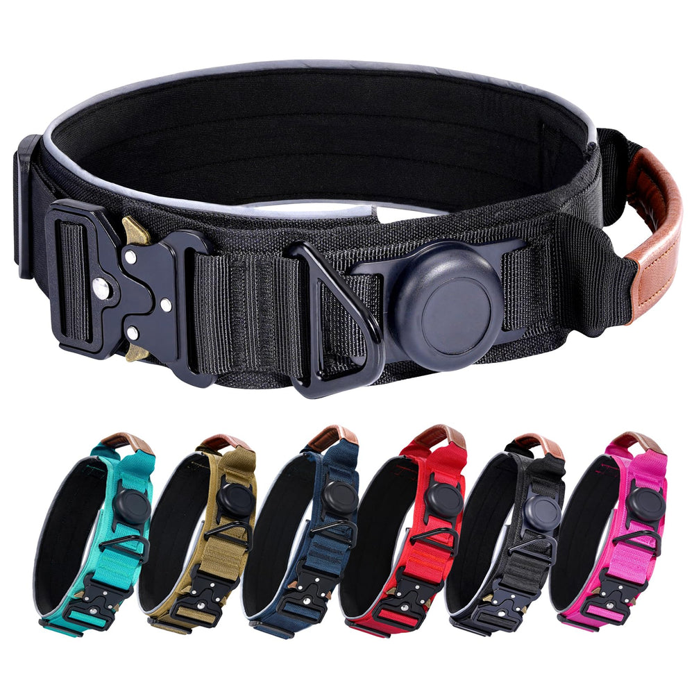 Collar AirTag Comfluxe con soporte AirTag para rastreo seguro al aire libre.