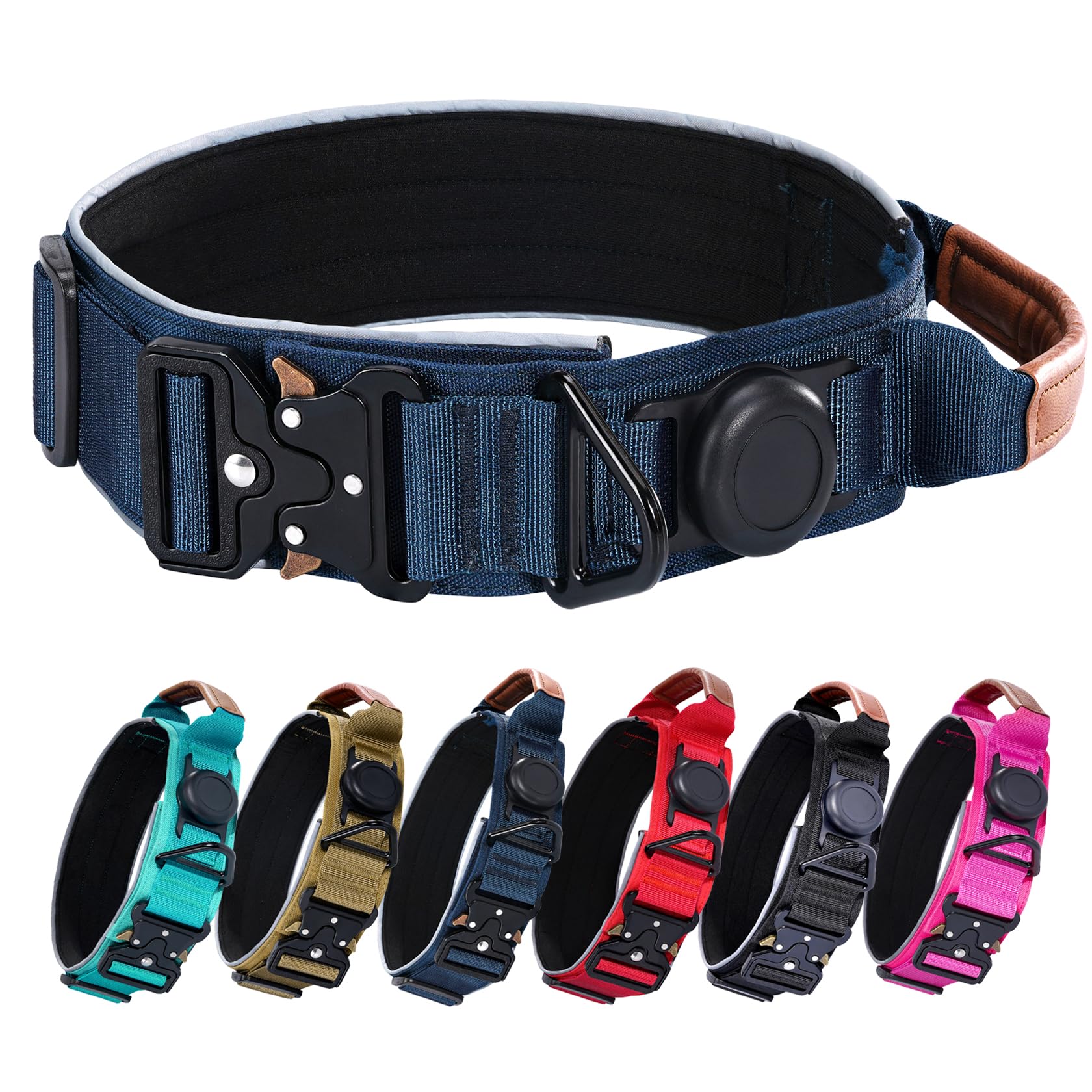 Collar AirTag Comfluxe con 2 pulgadas en azul oscuro para rastreo exterior
