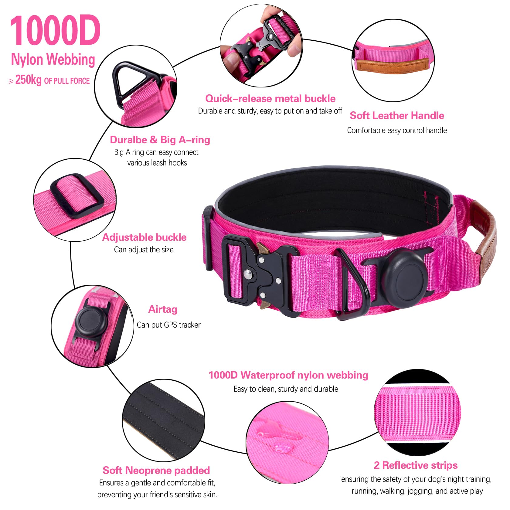 Mango de control ergonómico en collar Comfluxe para entrenamiento cómodo.
