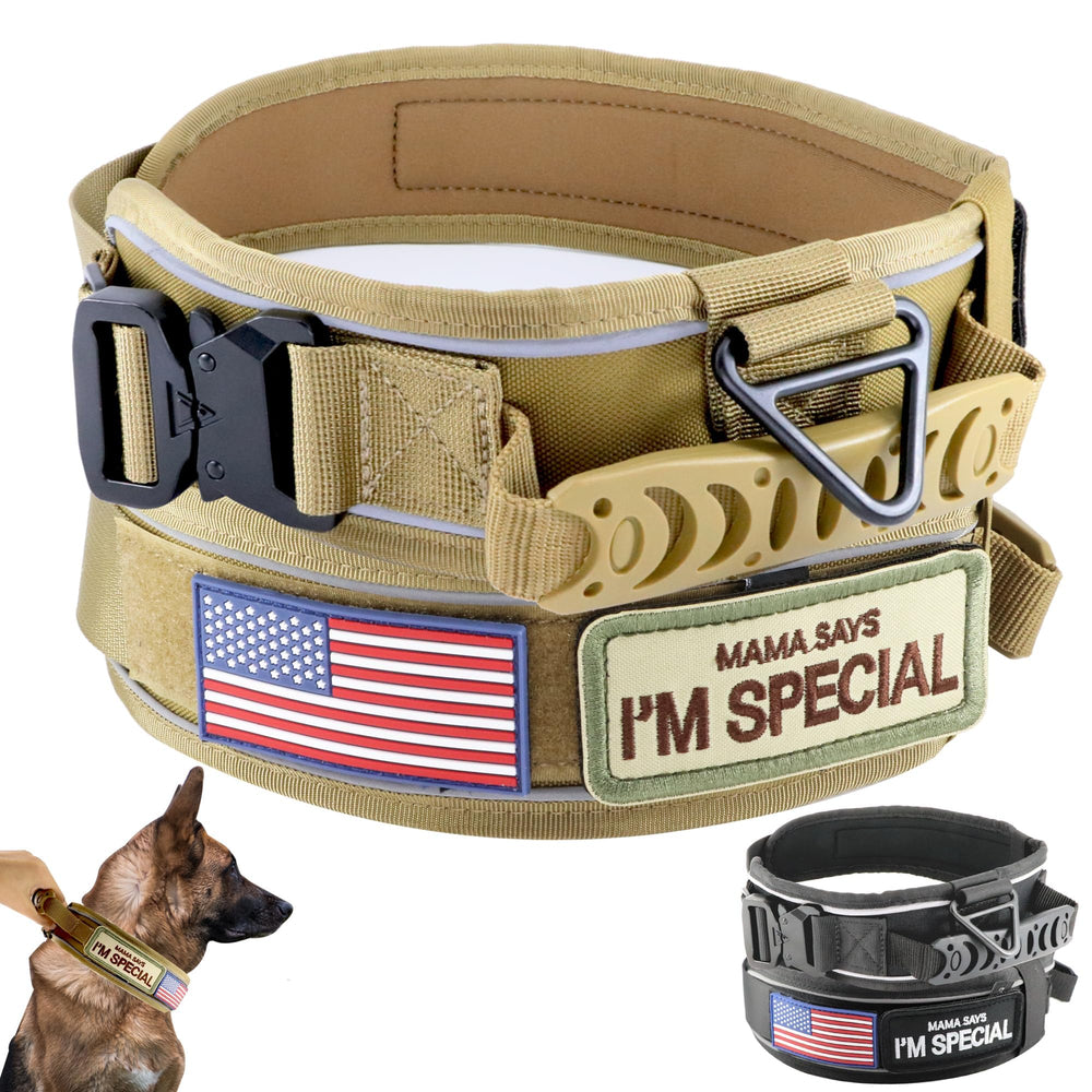 Collar táctico Comfluxe con asa para control seguro durante paseos.