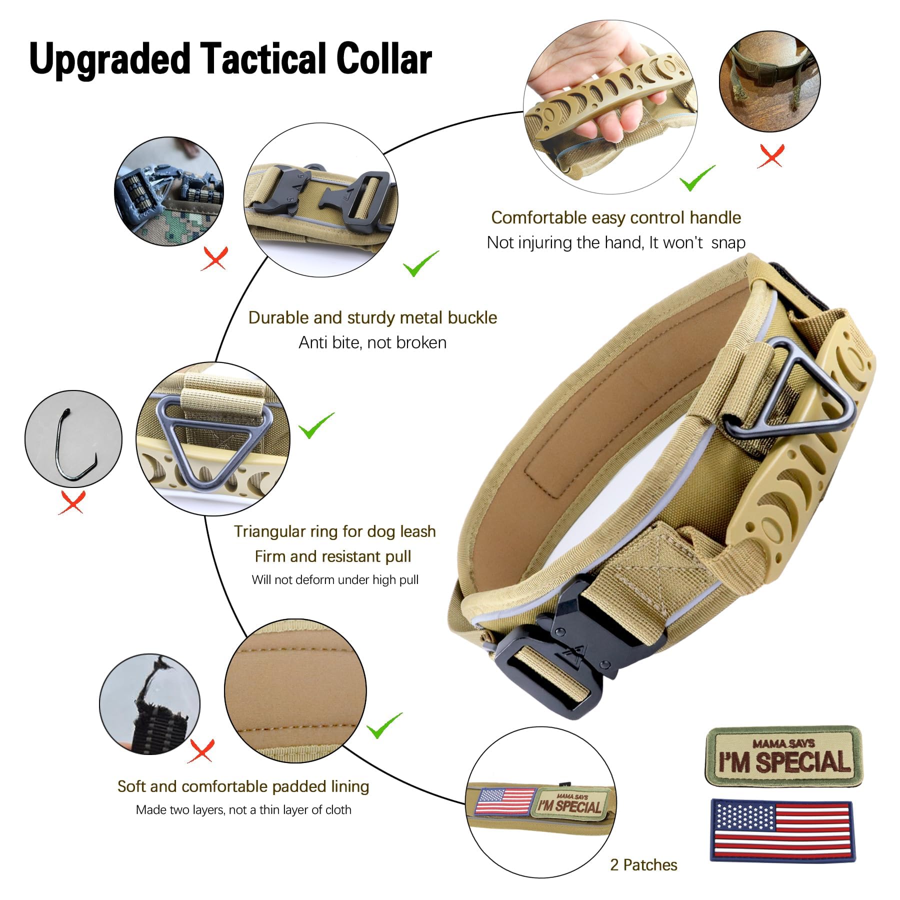 Collar Comfluxe con correas Molle para accesorios de entrenamiento.
