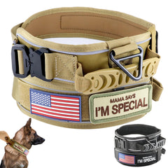 Collar táctico Comfluxe para perros grandes con asa acolchada para control seguro.