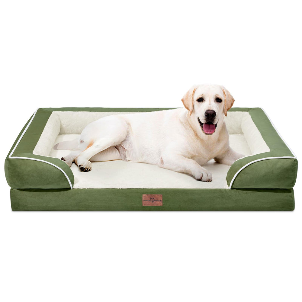 Cama ortopédica Comfort Expression para perros extragrandes, vista general en verde claro, soporte para articulaciones