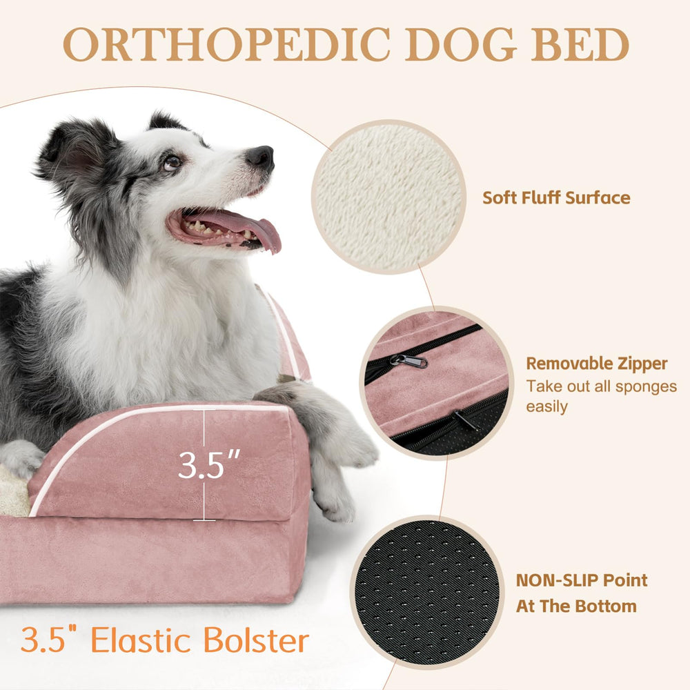 Comfort Expression: bolsters desmontables de la cama para perro pequeño, ofrecen apoyo suave del cuello.