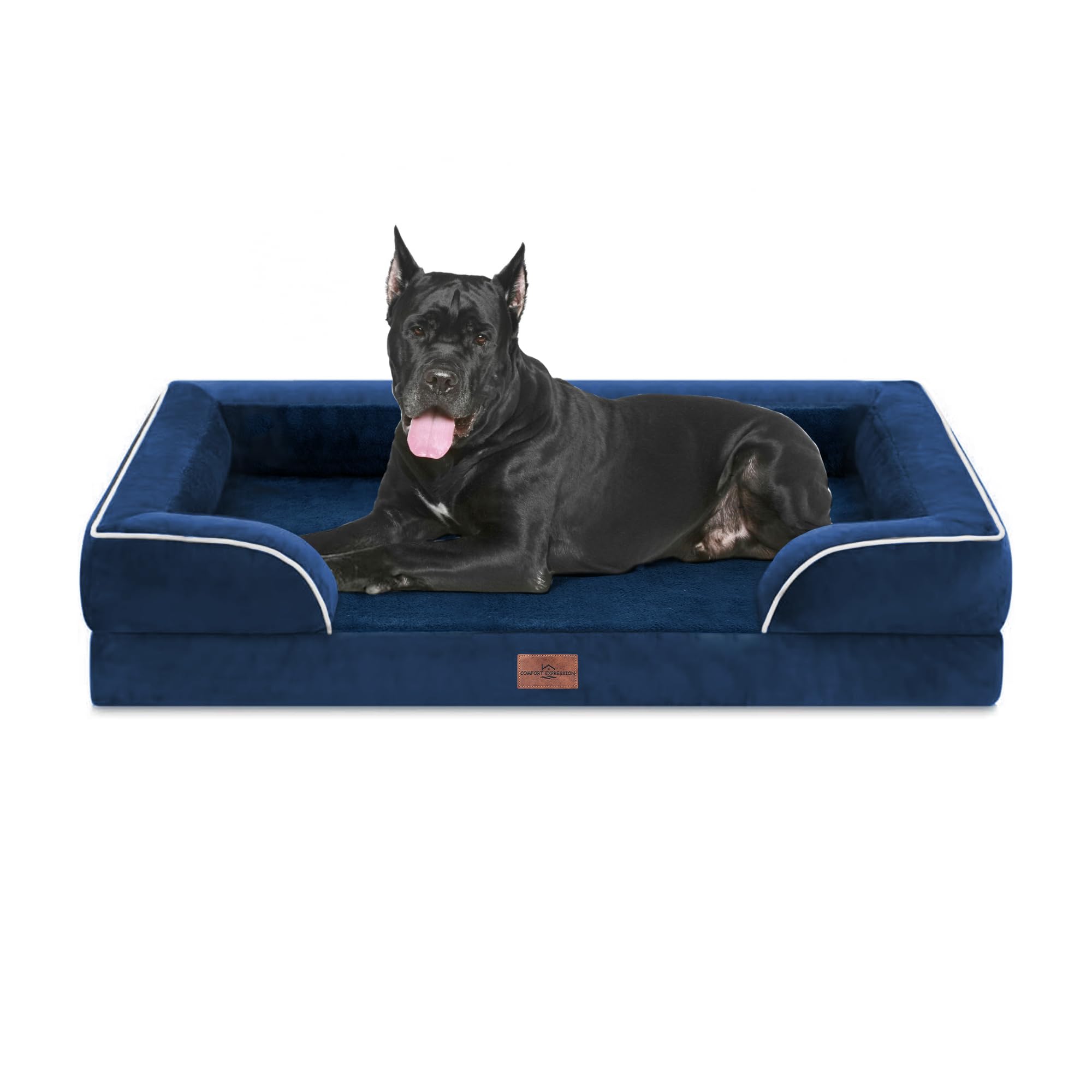 Cama ortopédica XXL Comfort Expression 53x42 pulgadas en azul marino para perros grandes.