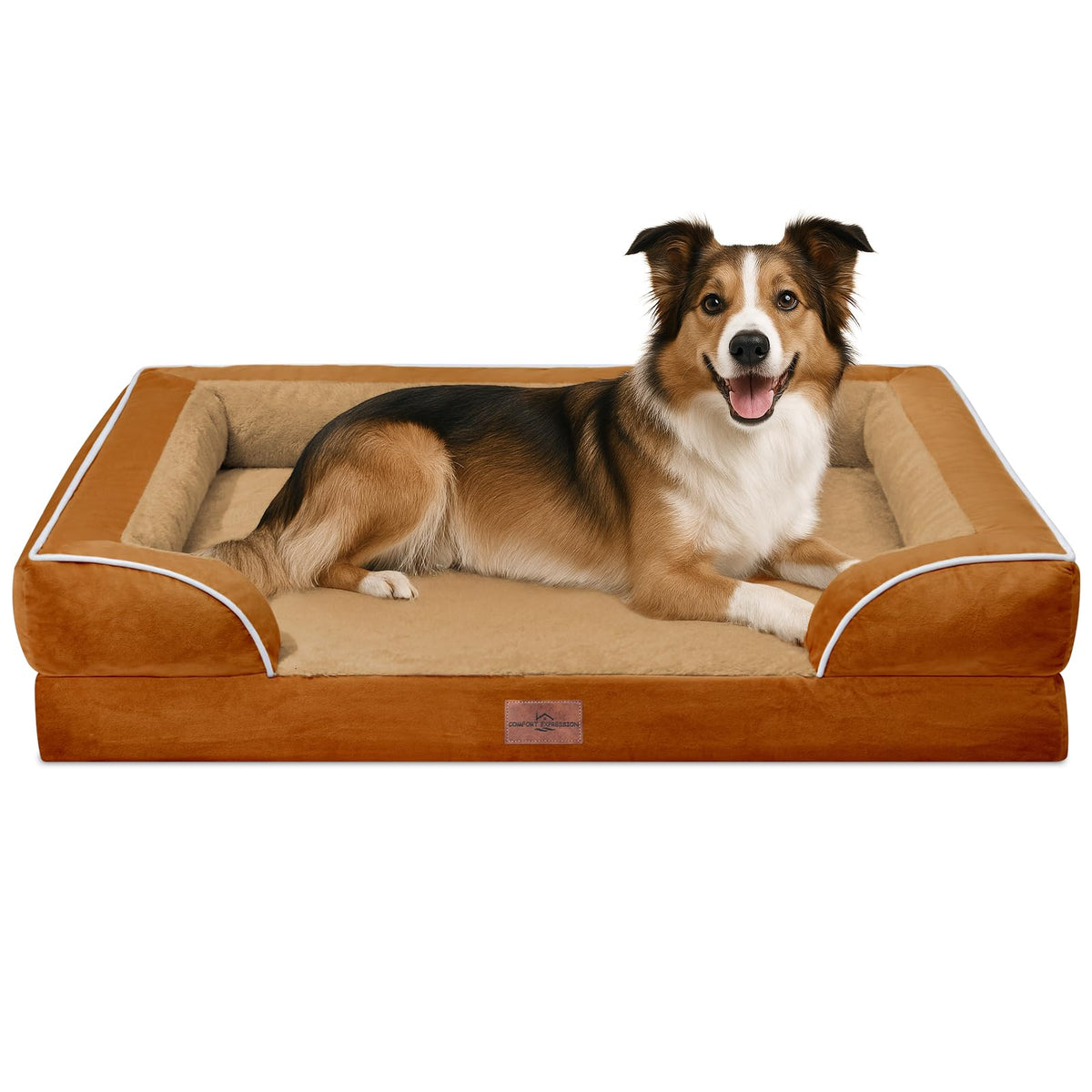 Cama Comfort Expression 38x25, exterior visible, soporte estable para perros grandes