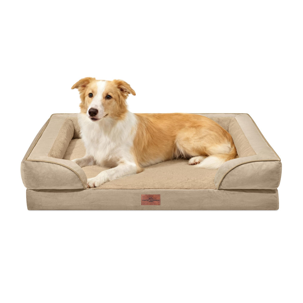Comfort Expression Cama ortopédica para perros grandes, vista frontal, soporte suave para articulaciones.
