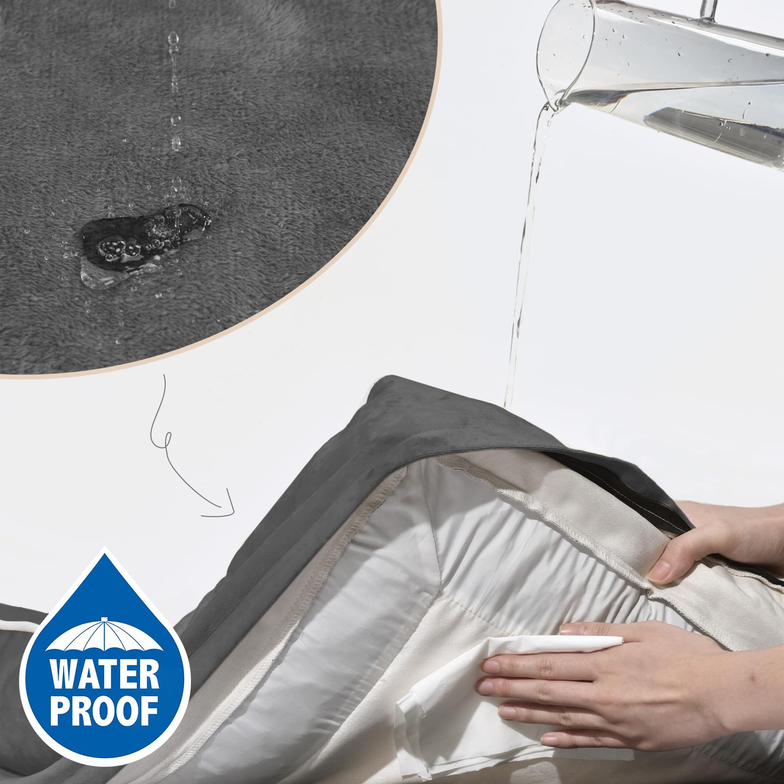 Funda interior impermeable protege el relleno y evita filtraciones