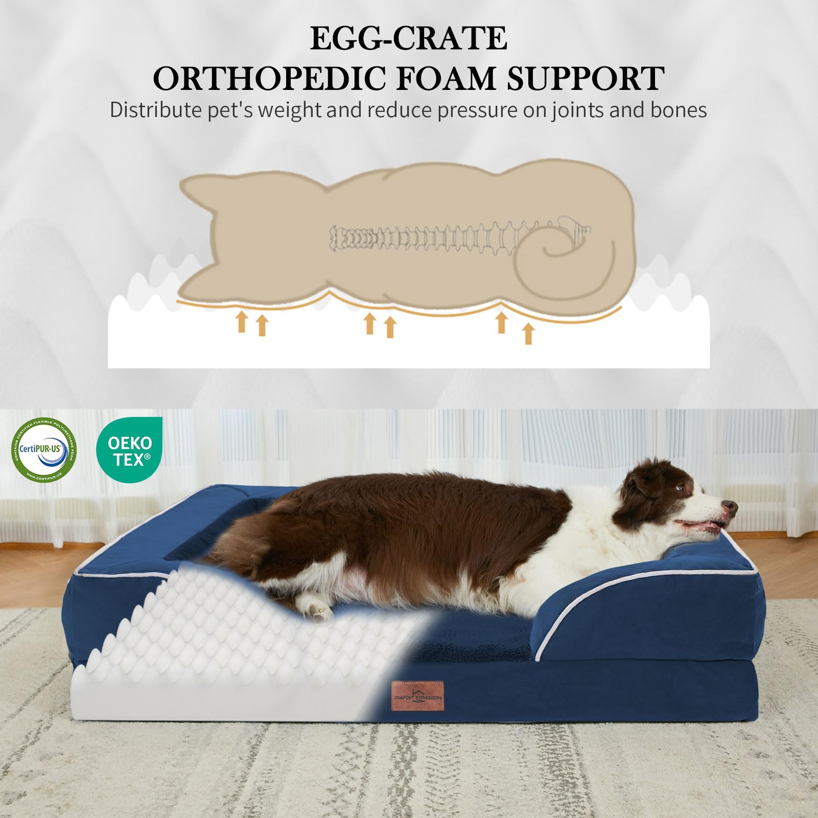 Funda lavable Comfort Expression para cama de perro grande facilita limpieza.