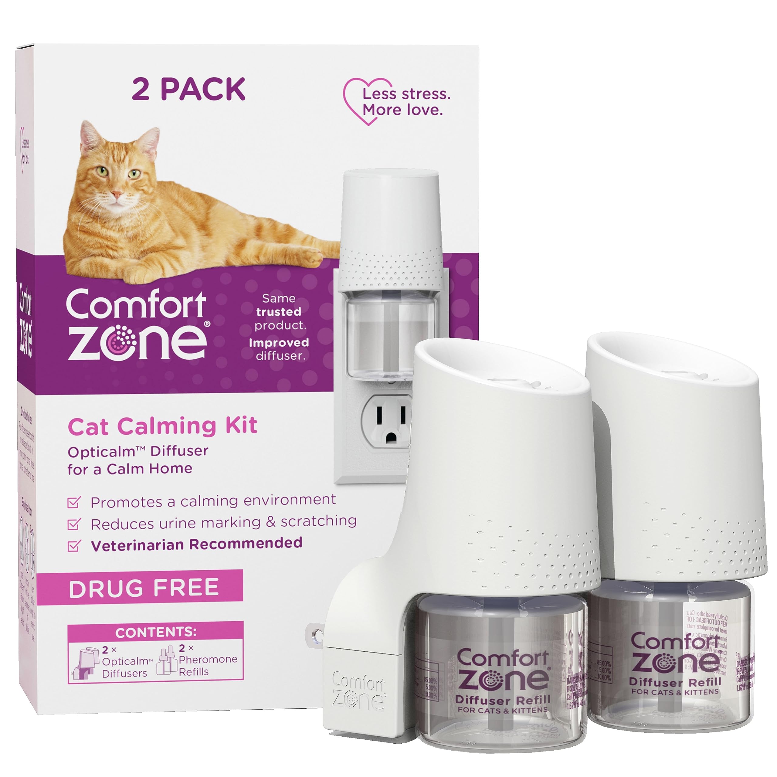 Difusor Comfort Zone para gatos en sala, calma y tranquilidad.