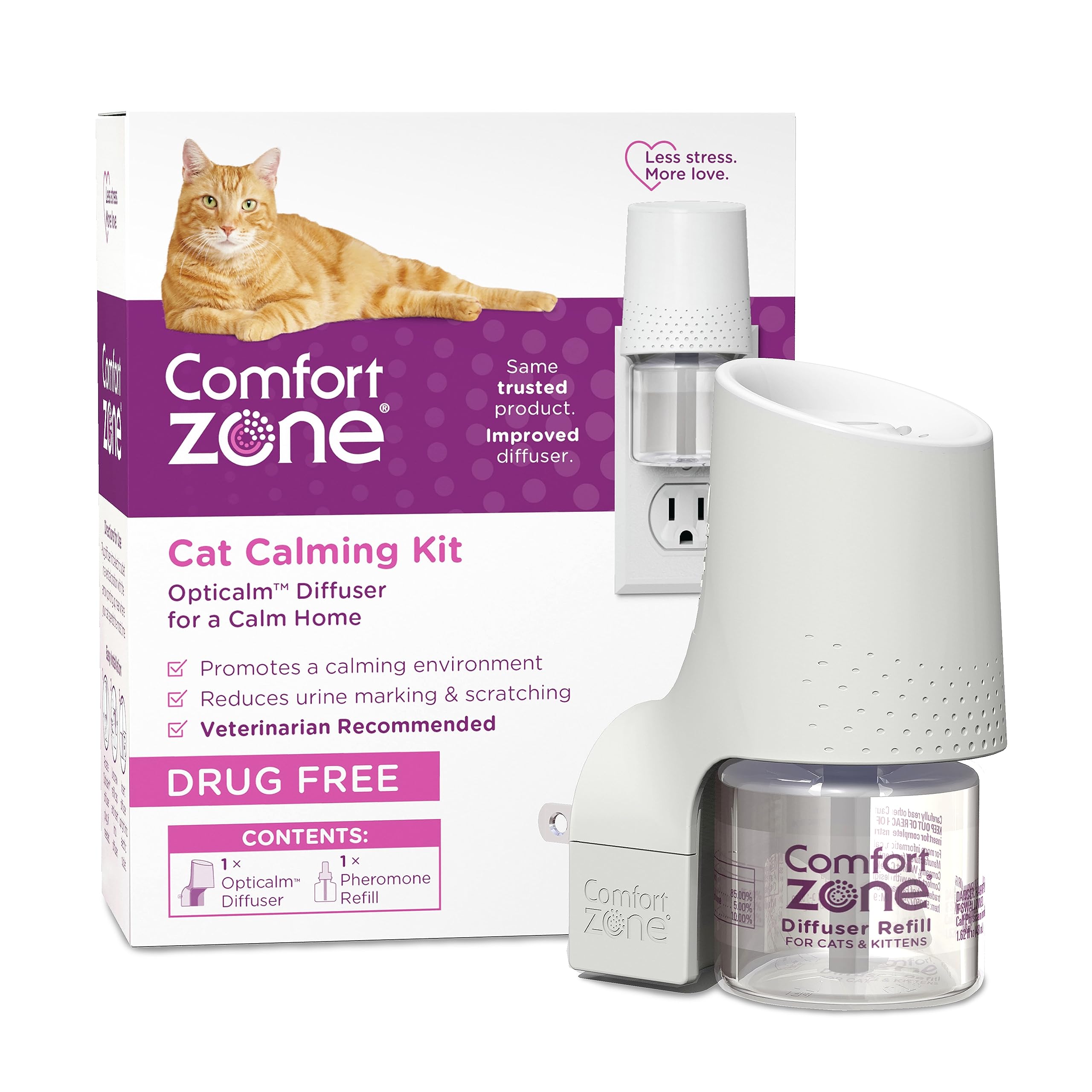 Difusor Comfort Zone para gatos en sala, ambiente calmado y estable.