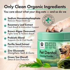 Commanding Life polvo dental para perros, aliento fresco para paseos y juegos.