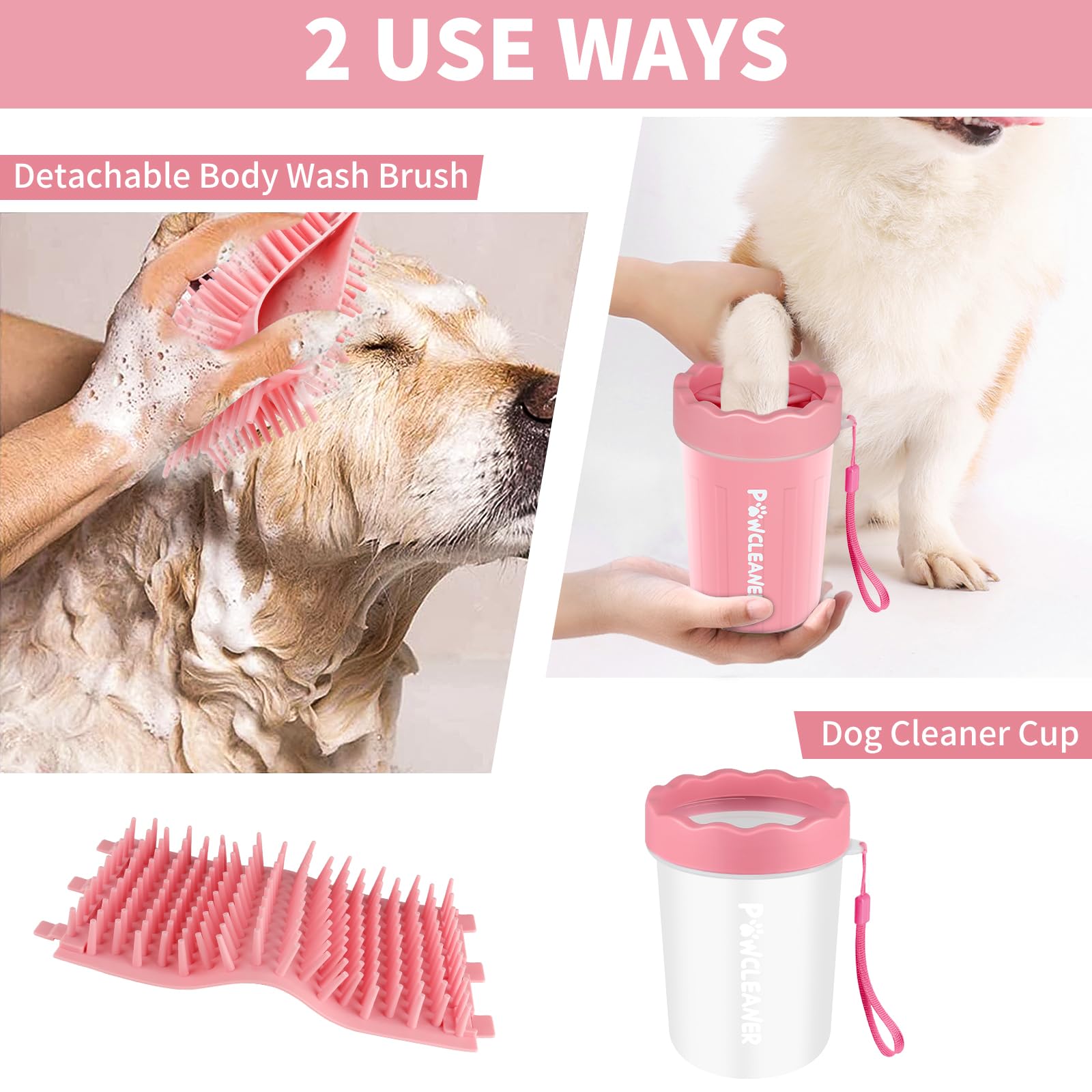 Comotech limpiapatas para perros: diseño rosa claro para uso en casa.