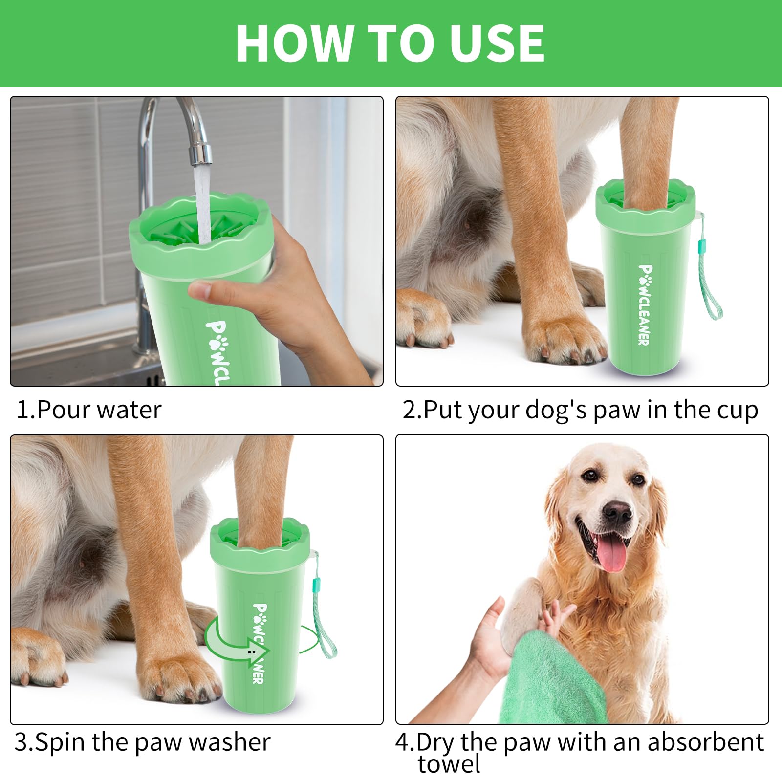 Toallas absorbentes de Comotech para secado rápido de patas.