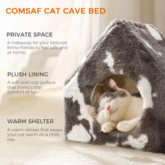 ComSaf cama-gato-acolchado-plush gris, confort suave para momentos de descanso.