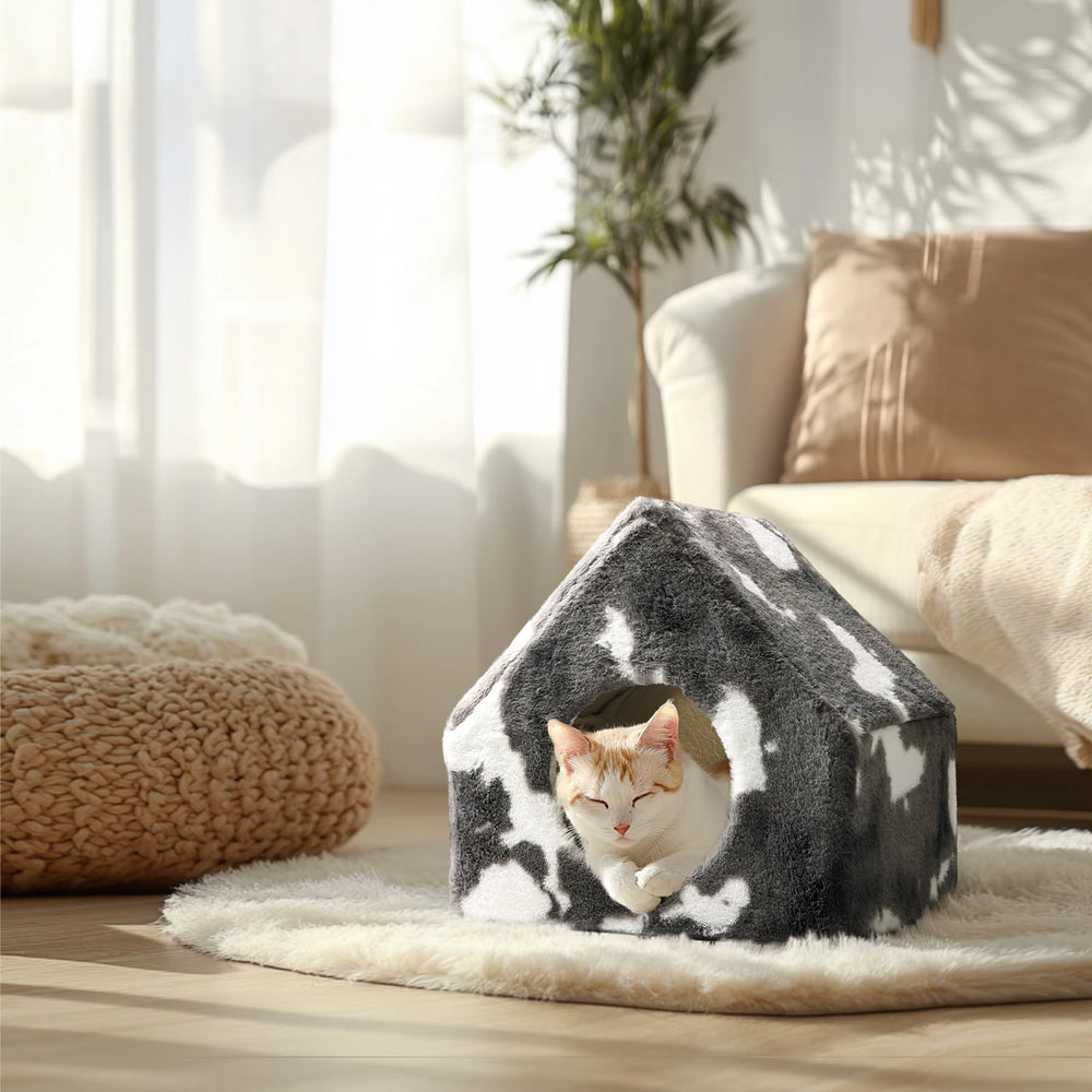 ComSaf cama-gato-interior gris, crea un rincón acogedor para tu felino.