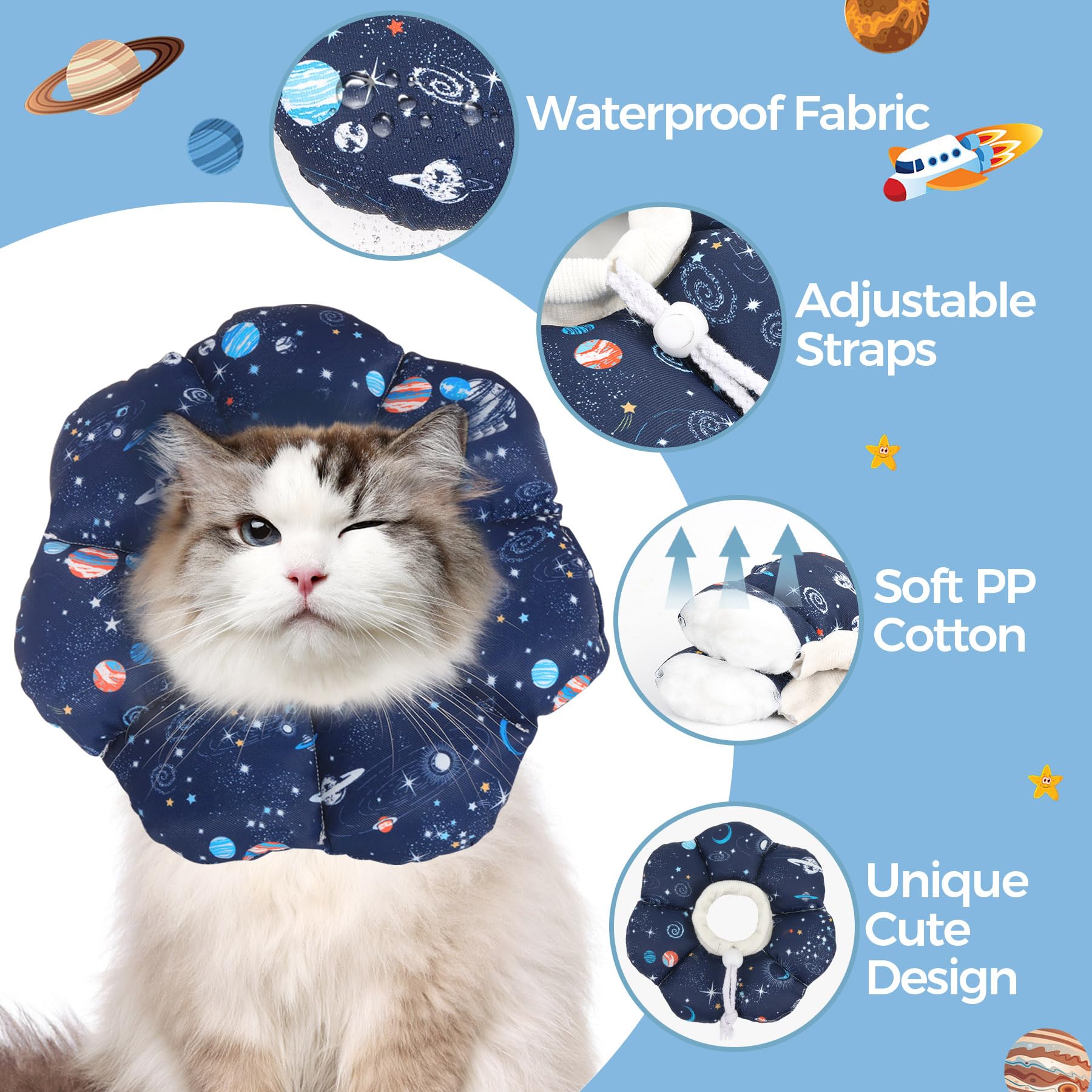 Collar ComSaf para gatos con visión libre, no bloquea la vista.