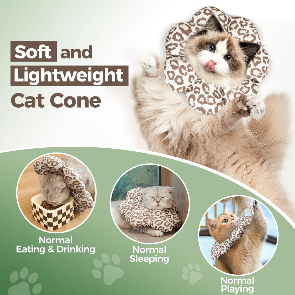 Cono ajustable para gato ComSaf, ajuste seguro que evita caídas.