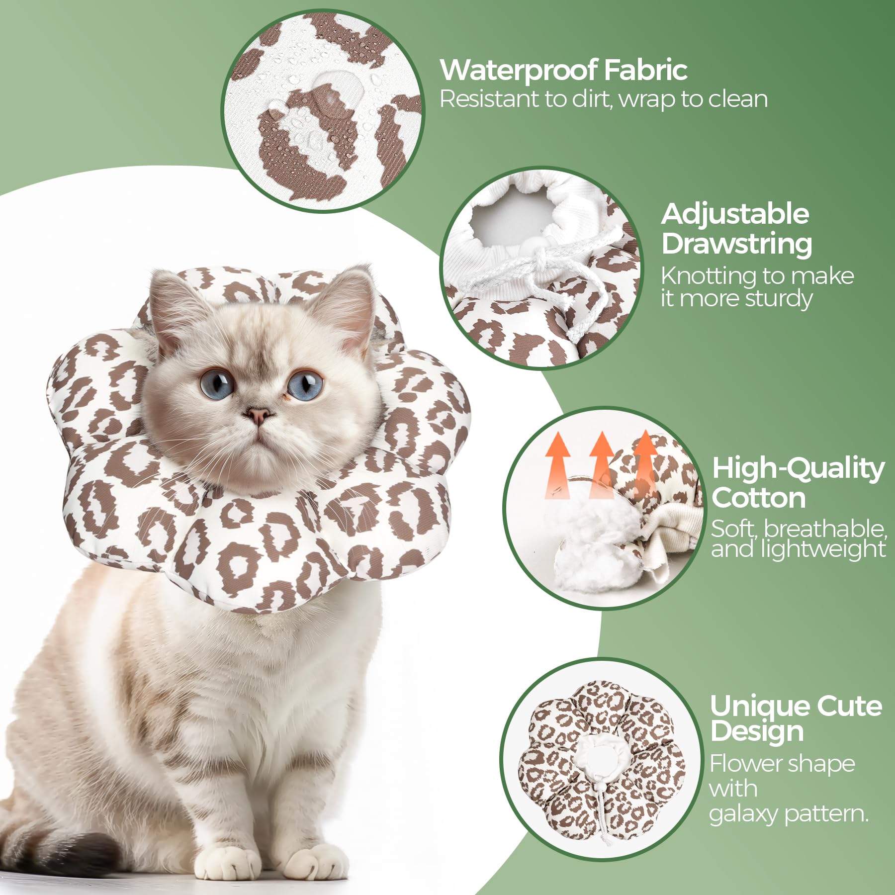 Cono impermeable para gato ComSaf, tela fácil de limpiar.