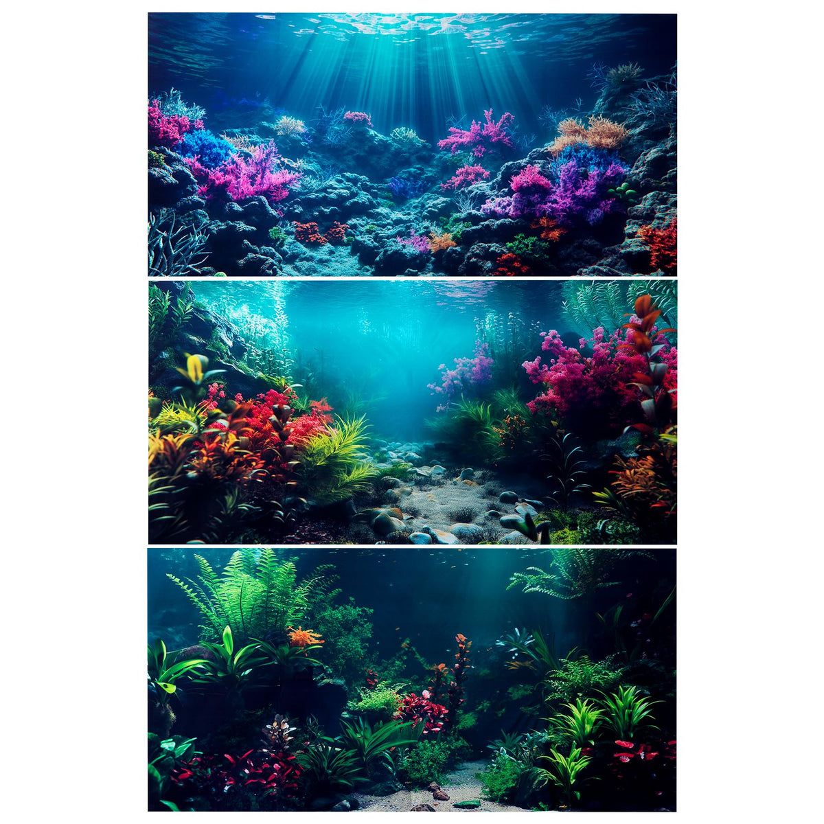 COMSUN fondo de acuario 90x45, tres piezas para mayor realismo marino