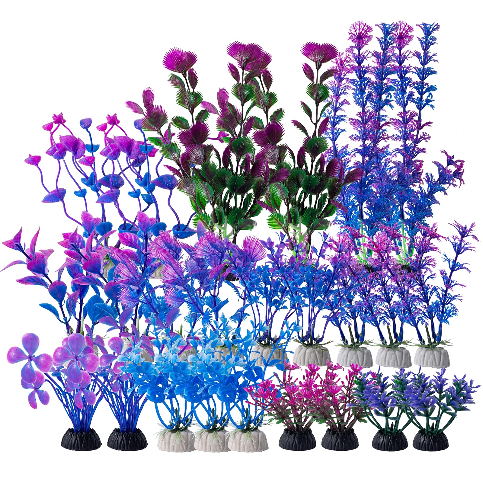 COMSUN plantas artificiales para acuario, paquete de 4 pulgadas en tono lila, decoración duradera.