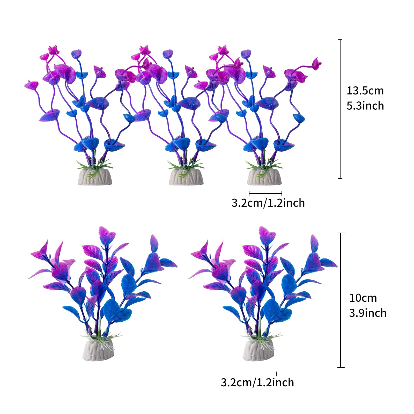 COMSUN planta morada frondosa para acuario, crea rincones visualmente atractivos.