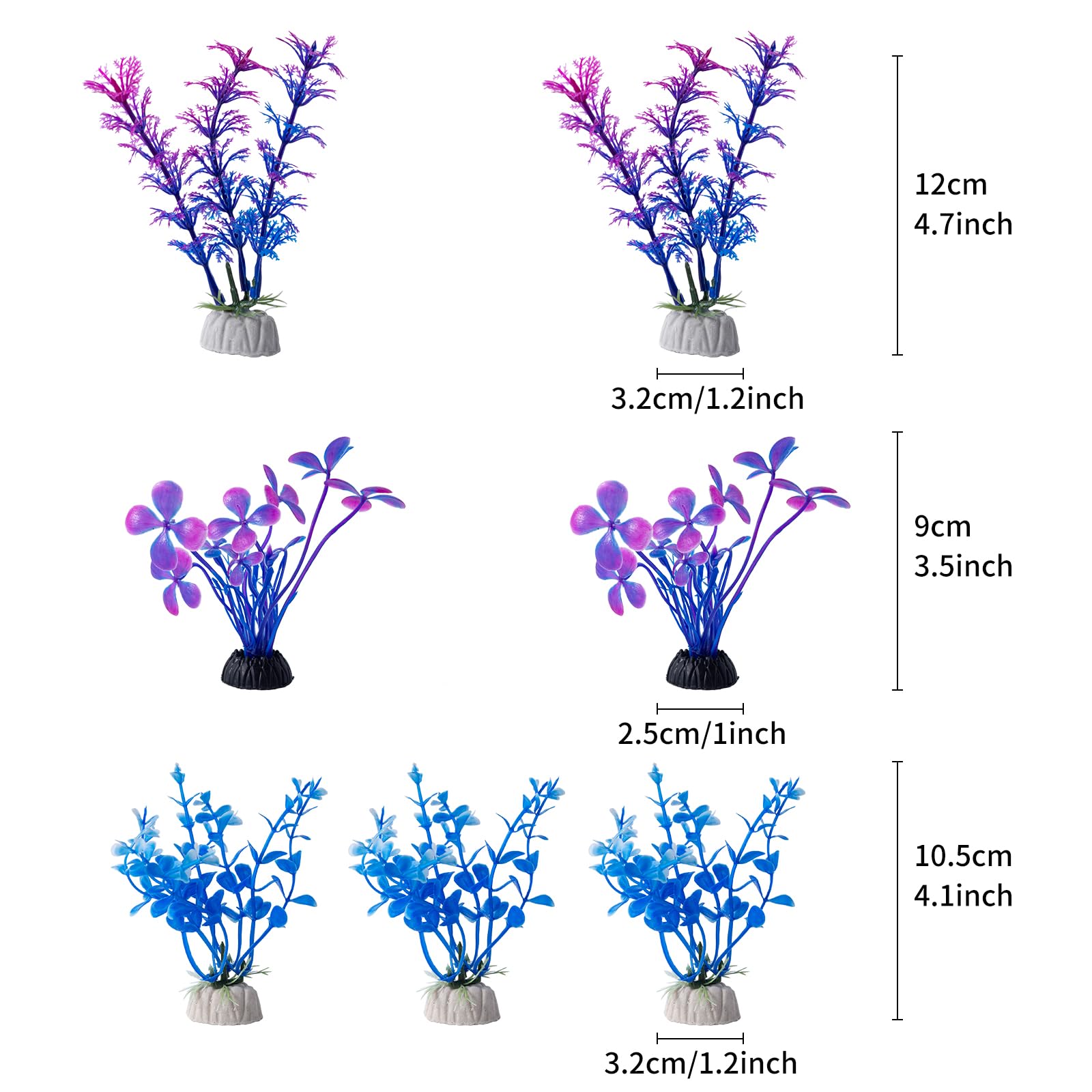 COMSUN plantas artificiales para acuario, plástico resistente y duradero.